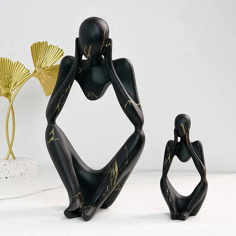 Oak & Coral | Abstract Thinker Sculpture | Handmade Resin Table Decoration