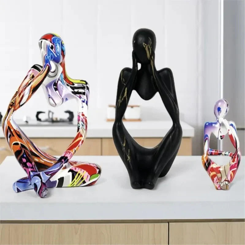 Oak & Coral | Abstract Thinker Sculpture | Handmade Resin Table Decoration