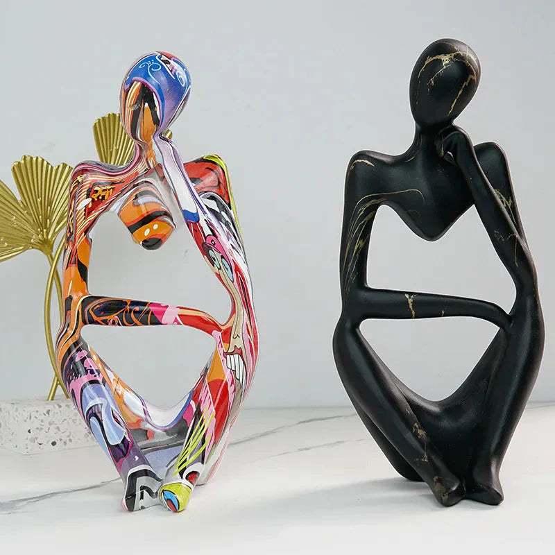 Oak & Coral | Abstract Thinker Sculpture | Handmade Resin Table Decoration