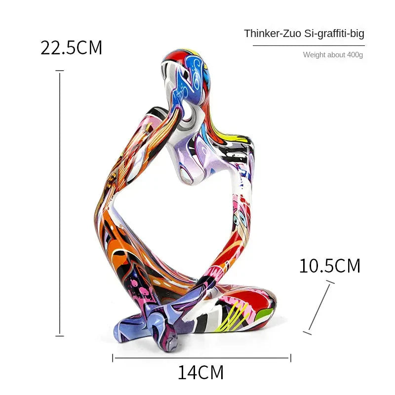 Oak & Coral | Abstract Thinker Sculpture | Handmade Resin Table Decoration