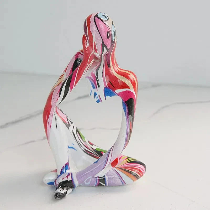 Oak & Coral | Abstract Thinker Sculpture | Handmade Resin Table Decoration