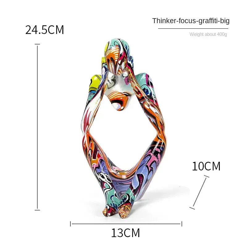 Oak & Coral | Abstract Thinker Sculpture | Handmade Resin Table Decoration