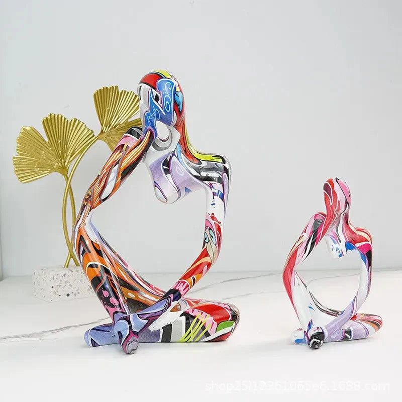Oak & Coral | Abstract Thinker Sculpture | Handmade Resin Table Decoration