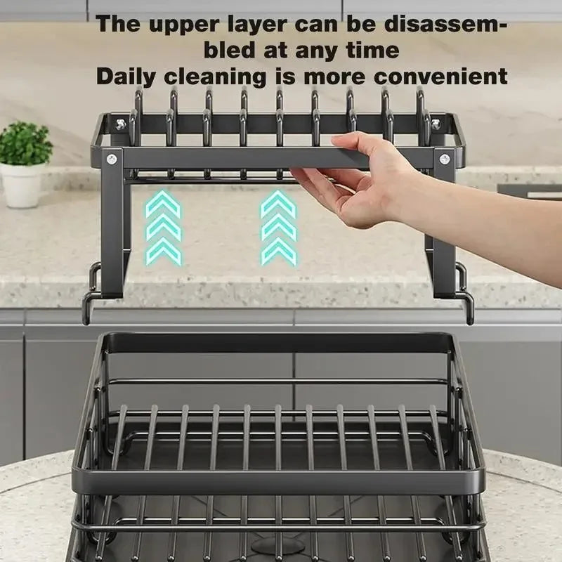 Oak & Coral | Adjustable Dish Drying Rack with Cutting Board Holder