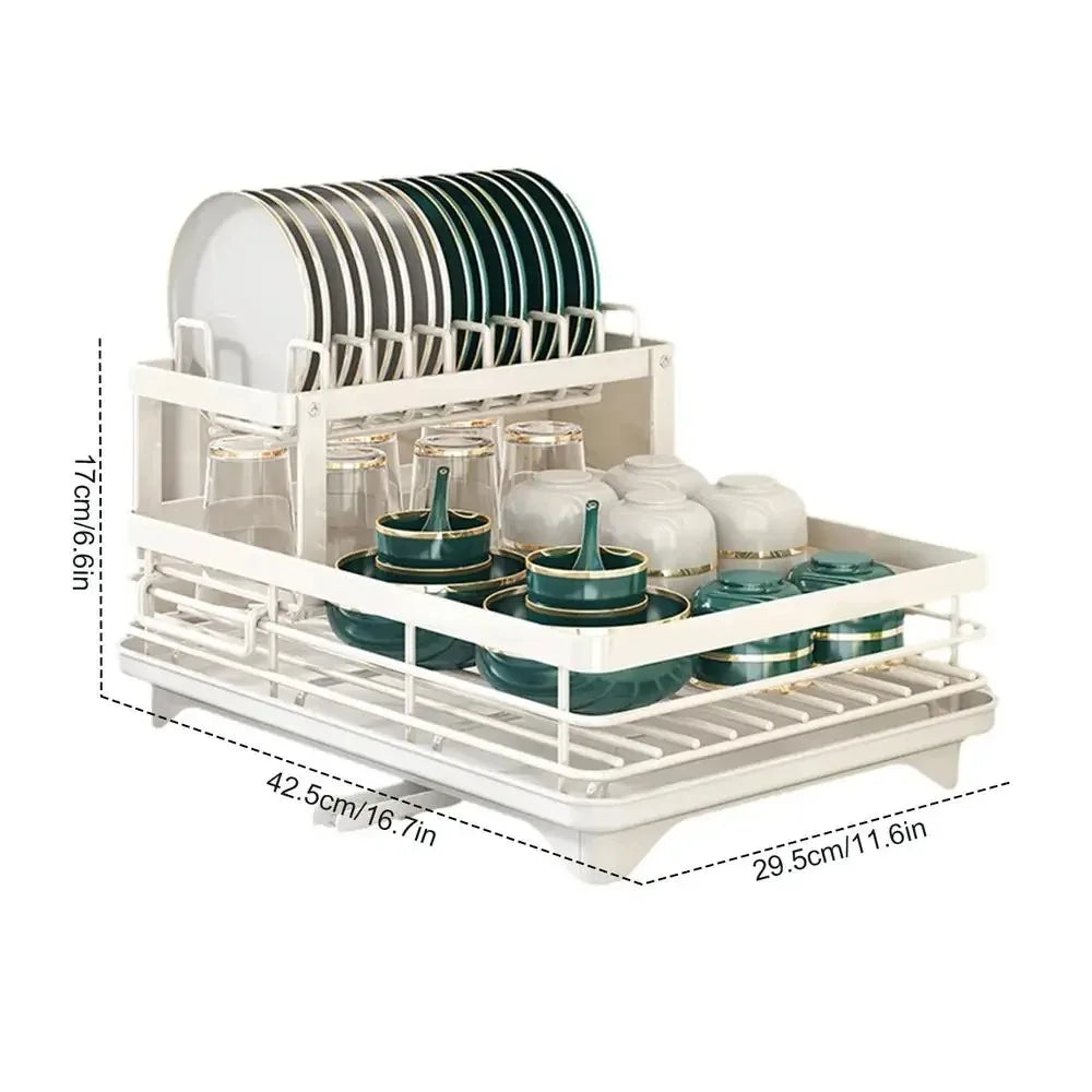 Oak & Coral | Adjustable Dish Drying Rack with Cutting Board Holder