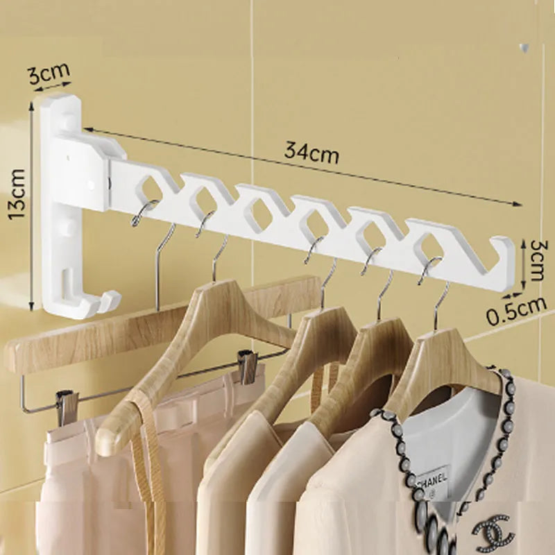 Oak & Coral | Adjustable Wall-Mounted Clothes Rack - Foldable Clothes and Garment Organizer with High Load Design