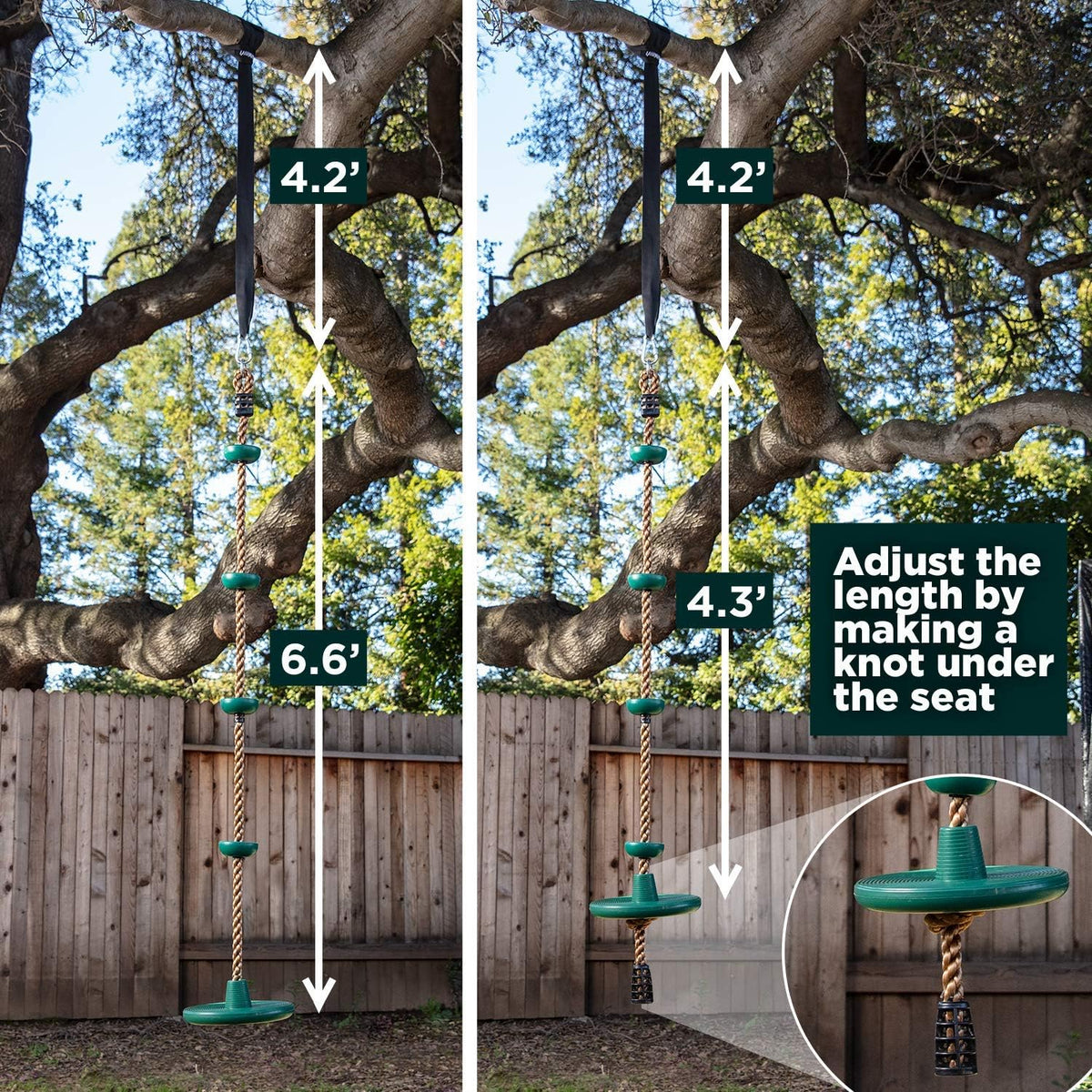 Oak & Coral | Adventurous Tree Swing Set - with Climbing Rope and Platforms for Children