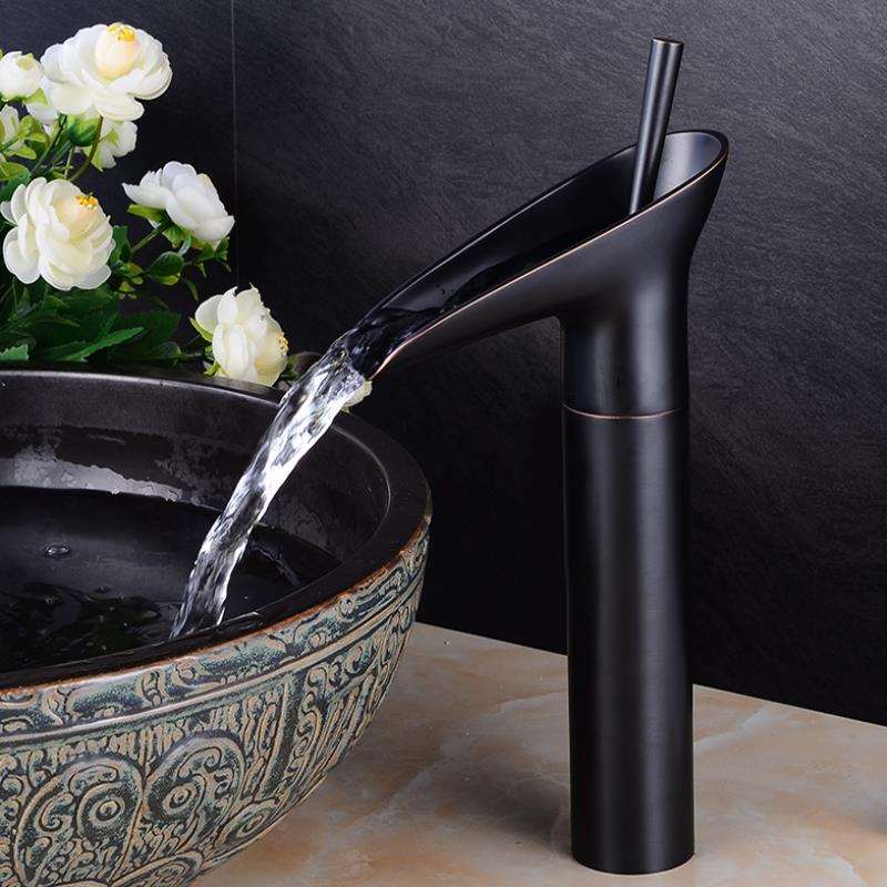 Oak & Coral | Antique Waterfall Bathroom Faucet