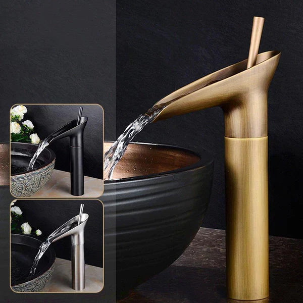 Oak & Coral | Antique Waterfall Bathroom Faucet