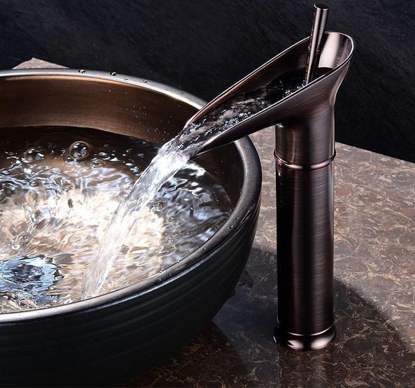 Oak & Coral | Antique Waterfall Bathroom Faucet