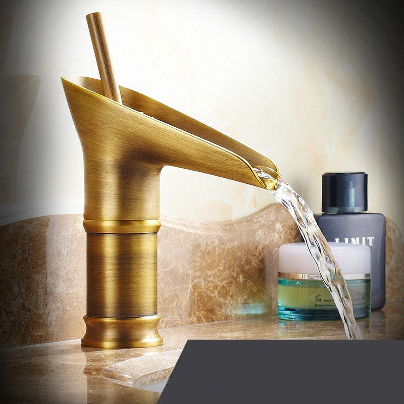 Oak & Coral | Antique Waterfall Bathroom Faucet