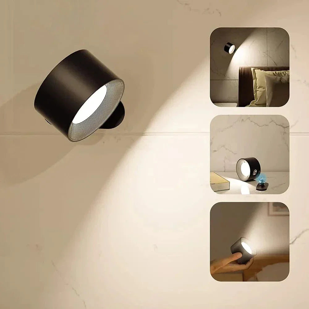 Oak & Coral | Battery Powered Wall Lamp | Rechargeable, 360° Adjustable and Wireless for Bedrooms, Hallways, and Reading Corners