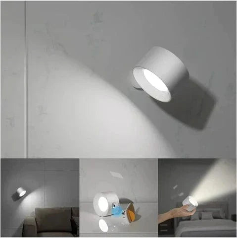 Oak & Coral | Battery Powered Wall Lamp | Rechargeable, 360° Adjustable and Wireless for Bedrooms, Hallways, and Reading Corners