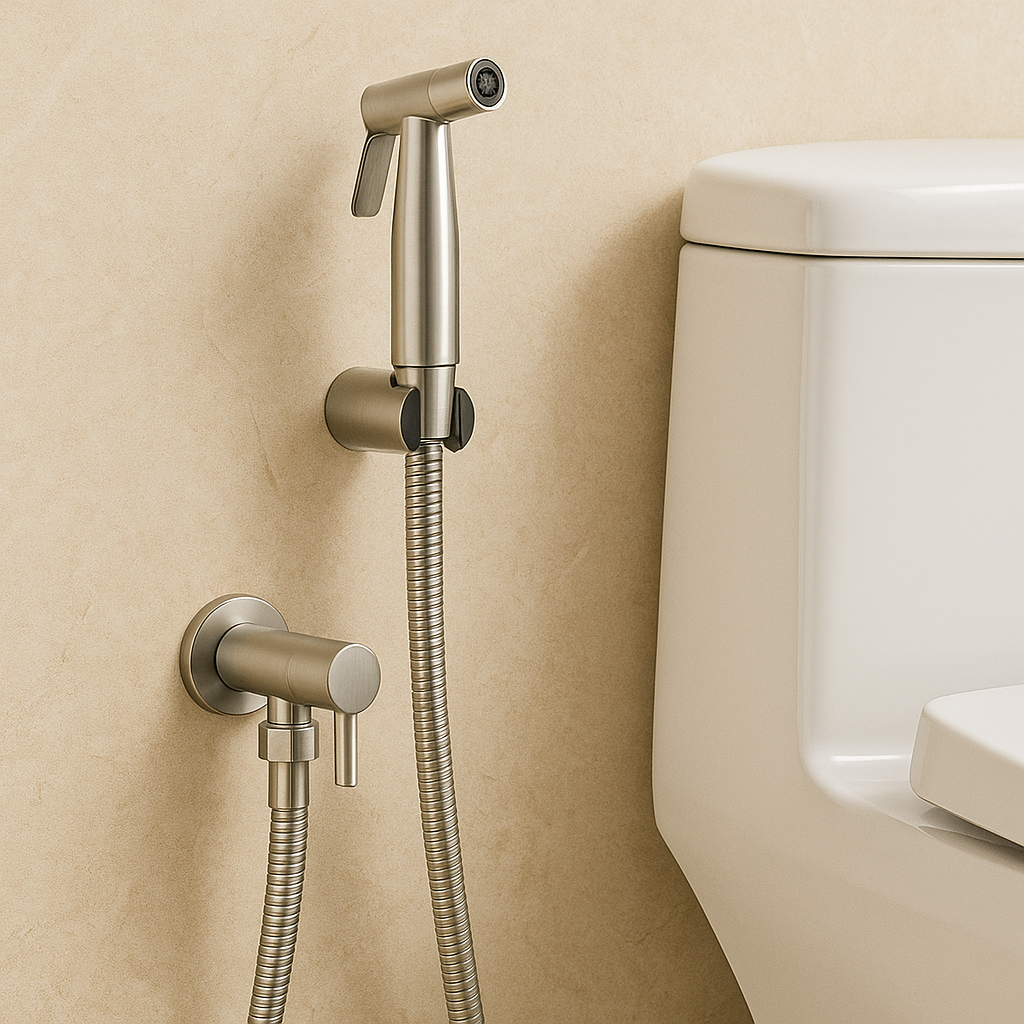 Oak & Coral | Bidet Sprayer in Stainless Steel – Wall Mounted with Adjustable Spray