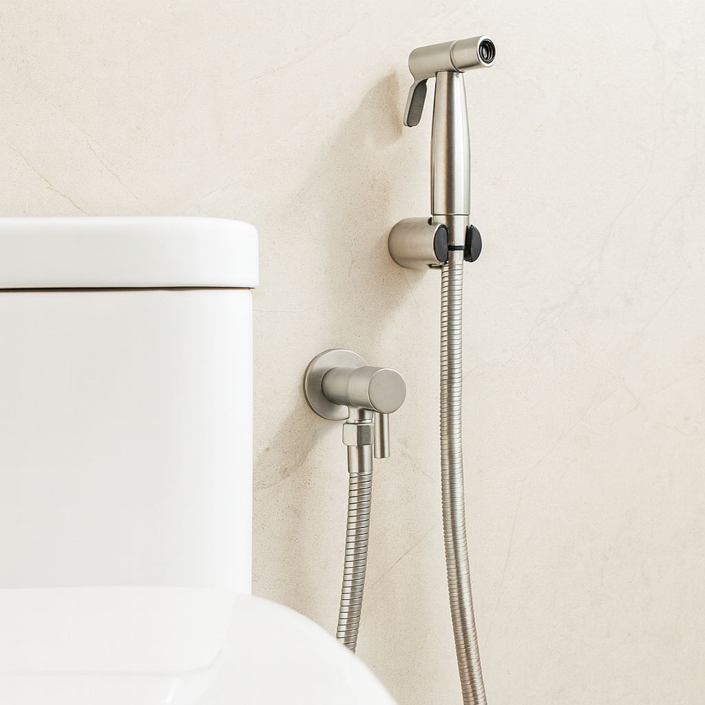 Oak & Coral | Bidet Sprayer in Stainless Steel – Wall Mounted with Adjustable Spray