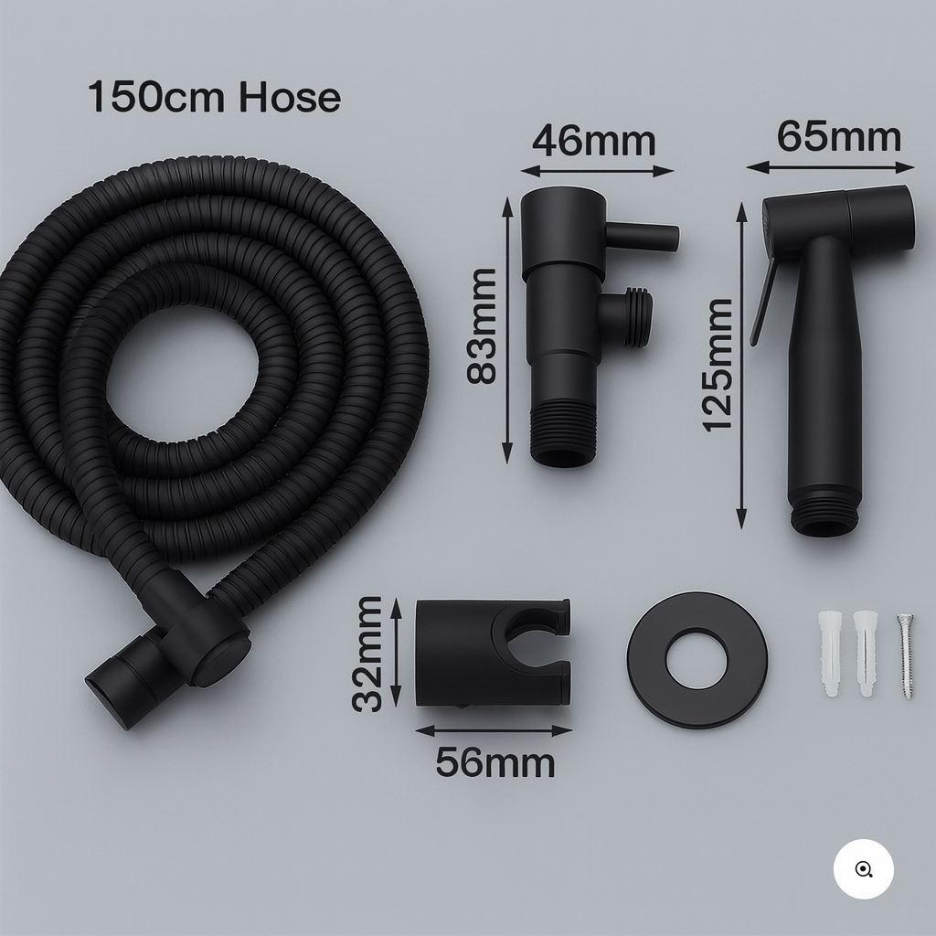 Oak & Coral | Bidet Sprayer in Stainless Steel – Wall Mounted with Adjustable Spray