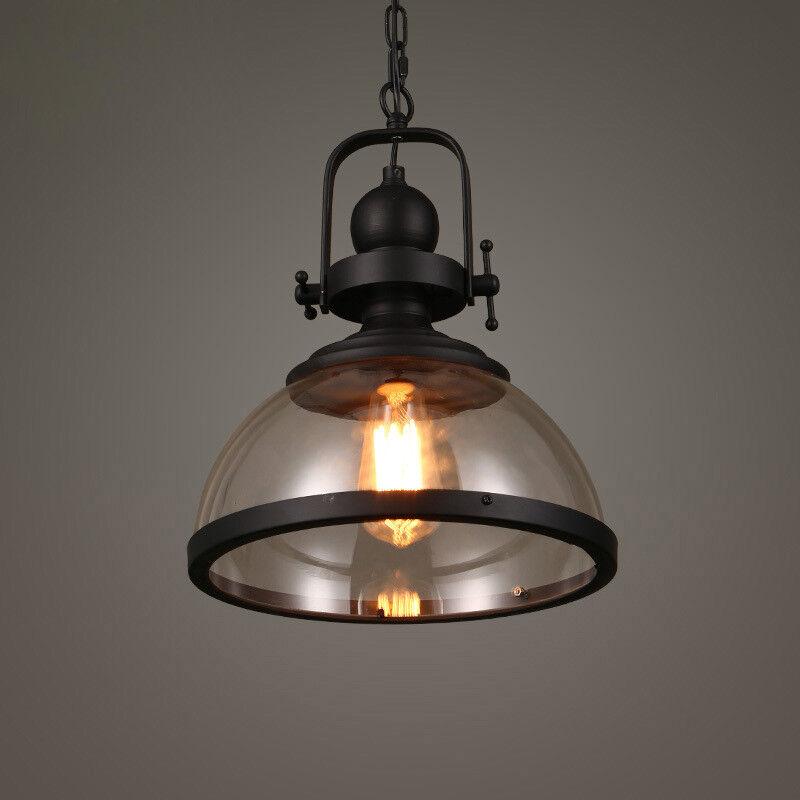 Oak & Coral | Bowl-Shaped Glass Pendant Light | Industrial Retro Design