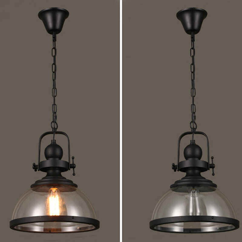 Oak & Coral | Bowl-Shaped Glass Pendant Light | Industrial Retro Design