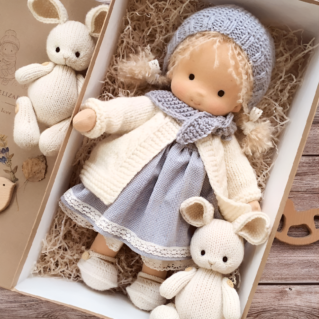 Oak & Coral | Children's Waldorf Cloth Doll - Handmade Cuddly Toy
