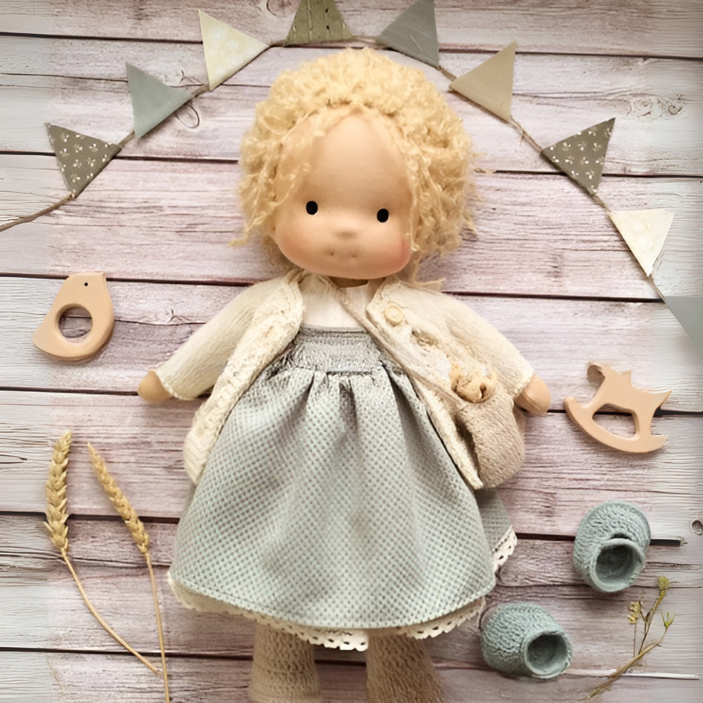 Oak & Coral | Children's Waldorf Cloth Doll - Handmade Cuddly Toy