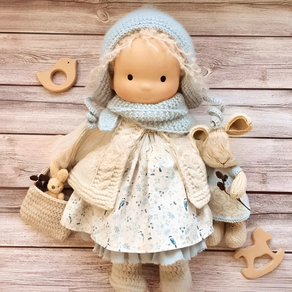Oak & Coral | Children's Waldorf Cloth Doll - Handmade Cuddly Toy