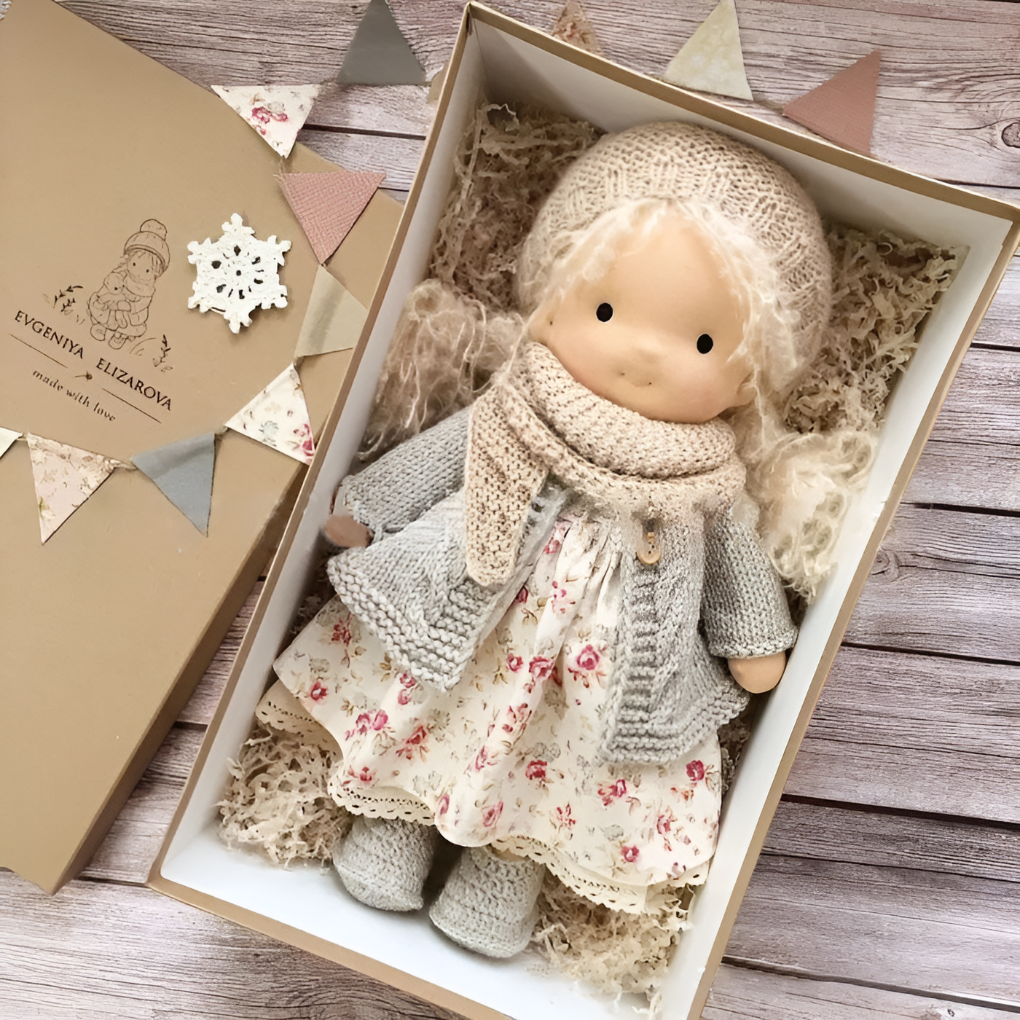 Oak & Coral | Children's Waldorf Cloth Doll - Handmade Cuddly Toy