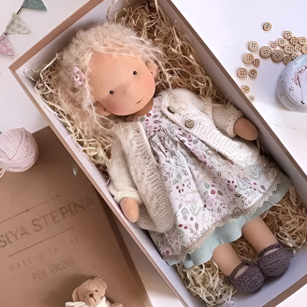 Oak & Coral | Children's Waldorf Cloth Doll - Handmade Cuddly Toy