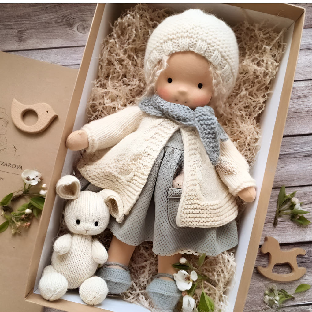 Oak & Coral | Children's Waldorf Cloth Doll - Handmade Cuddly Toy