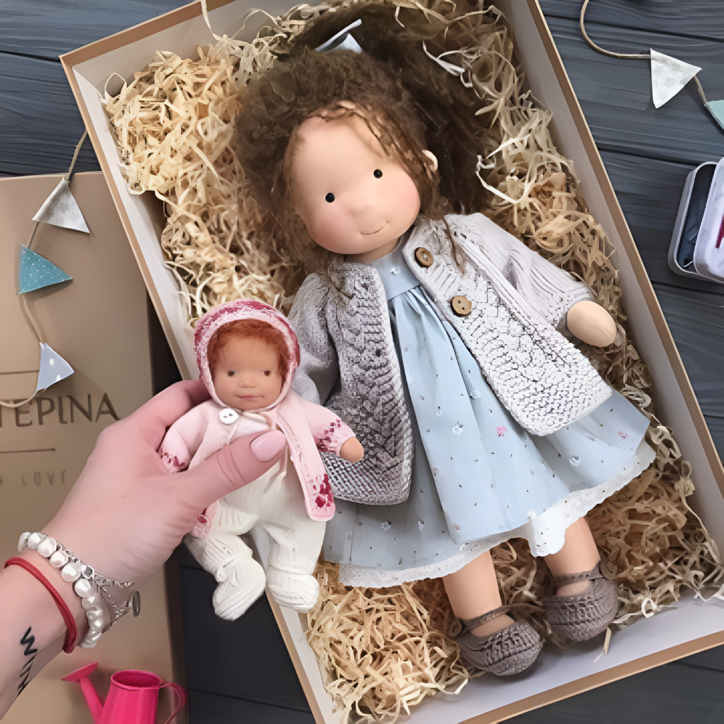 Oak & Coral | Children's Waldorf Doll Soft Cuddly Toy