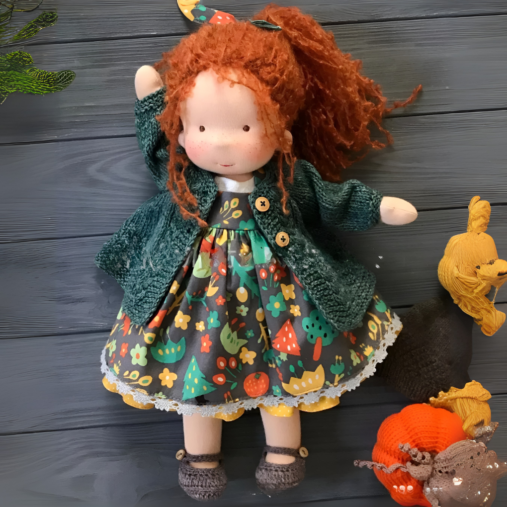 Oak & Coral | Children's Waldorf Doll Soft Cuddly Toy