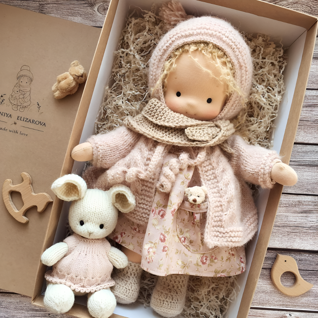 Oak & Coral | Children's Waldorf Doll Soft Cuddly Toy
