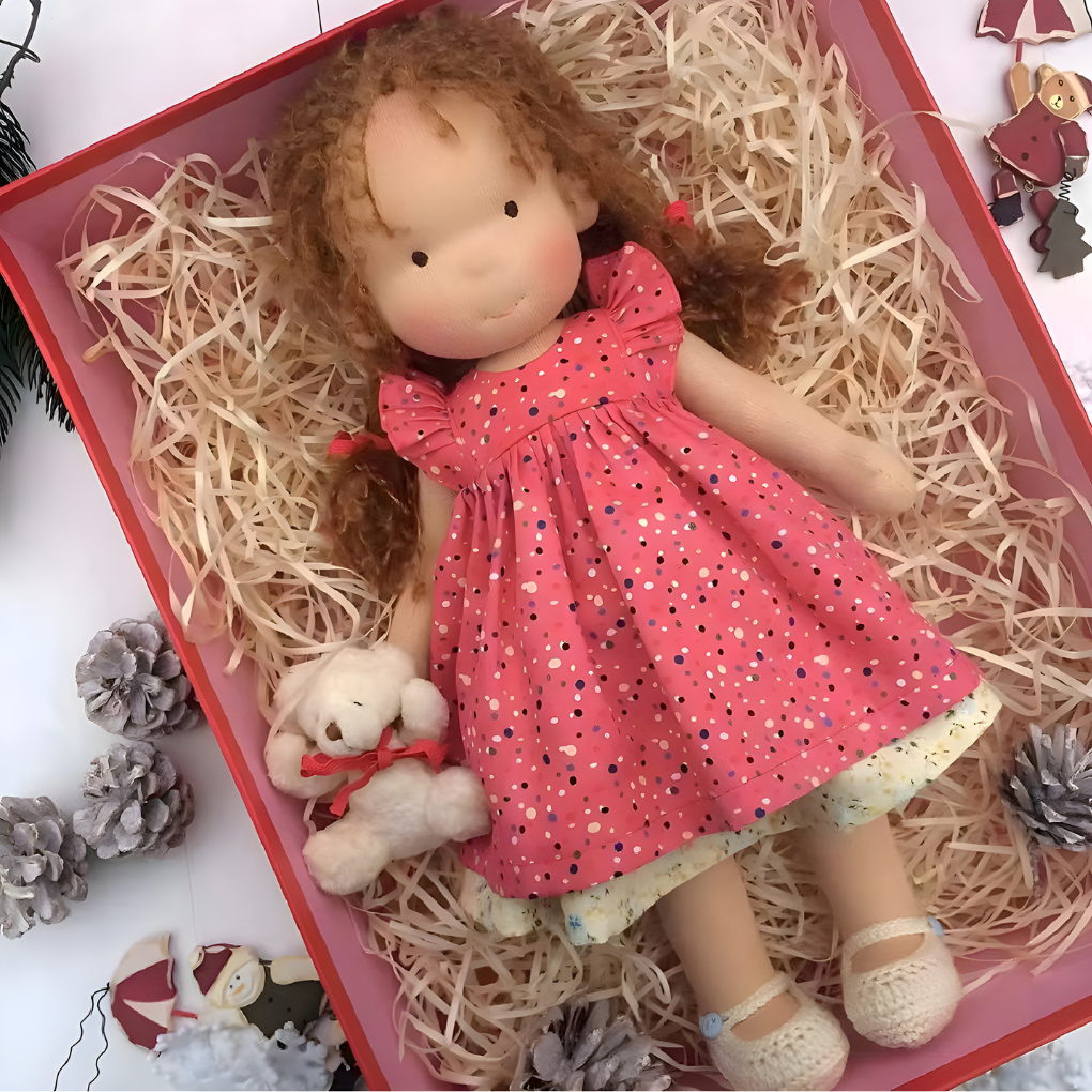 Oak & Coral | Children's Waldorf Doll Soft Cuddly Toy