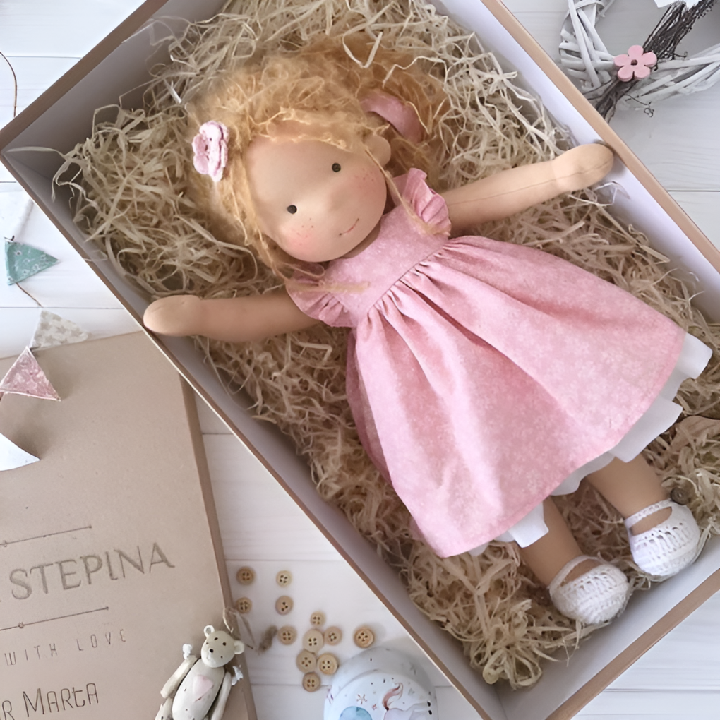 Oak & Coral | Children's Waldorf Doll Soft Cuddly Toy