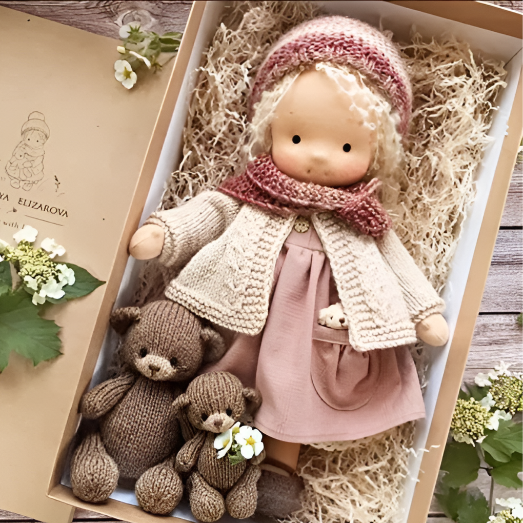 Oak & Coral | Children's Waldorf Doll Soft Cuddly Toy