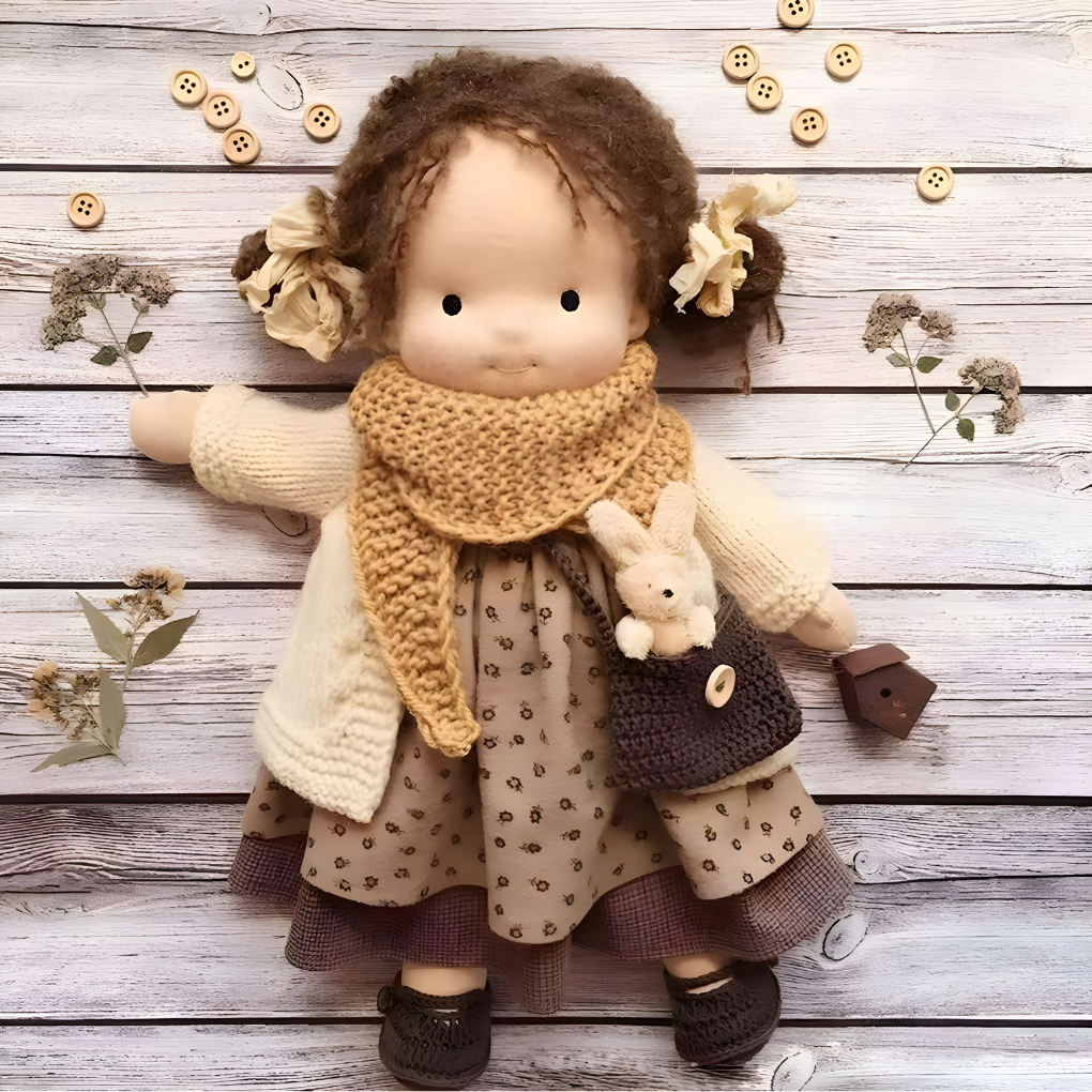 Oak & Coral | Children's Waldorf Doll Soft Cuddly Toy