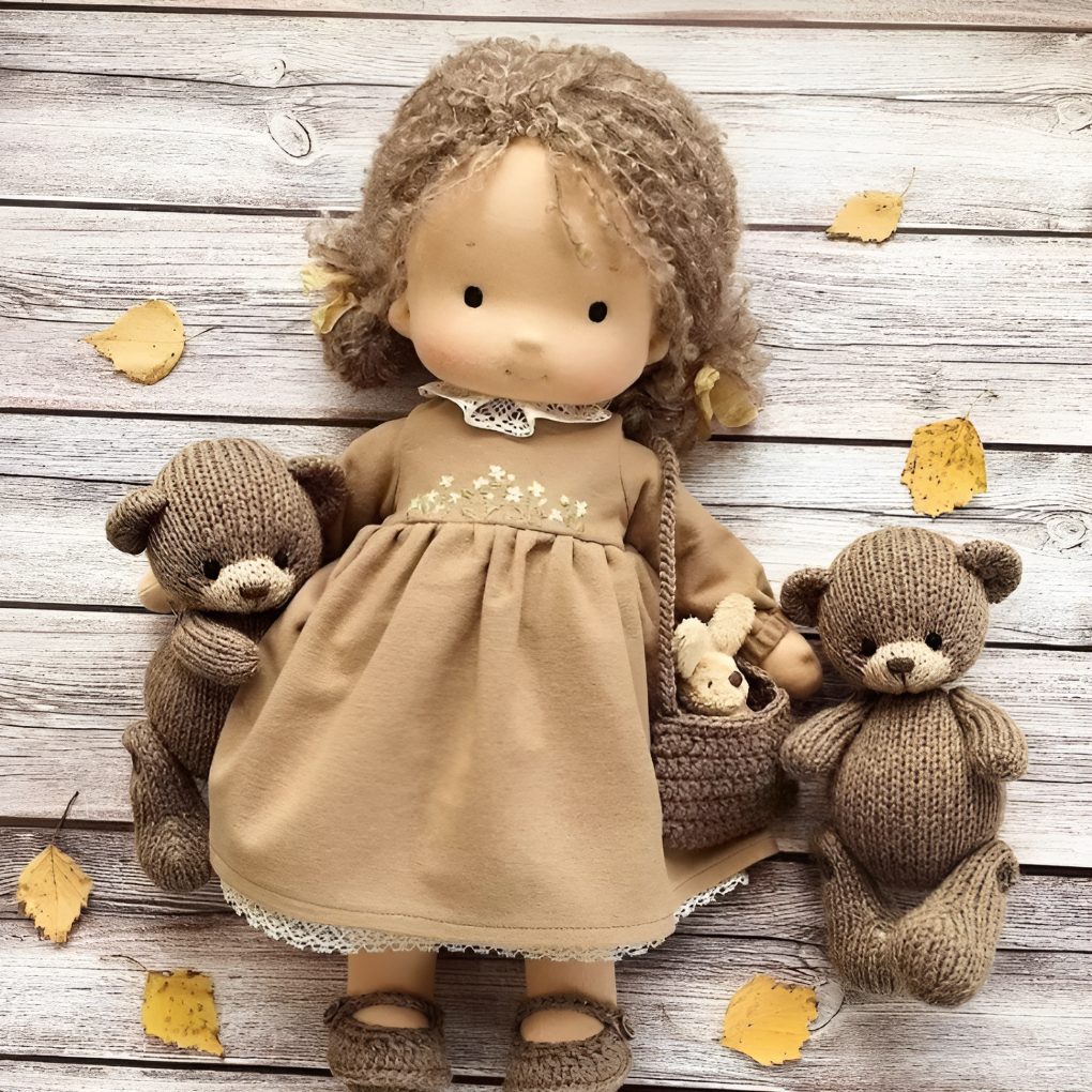 Oak & Coral | Children's Waldorf Doll Soft Cuddly Toy