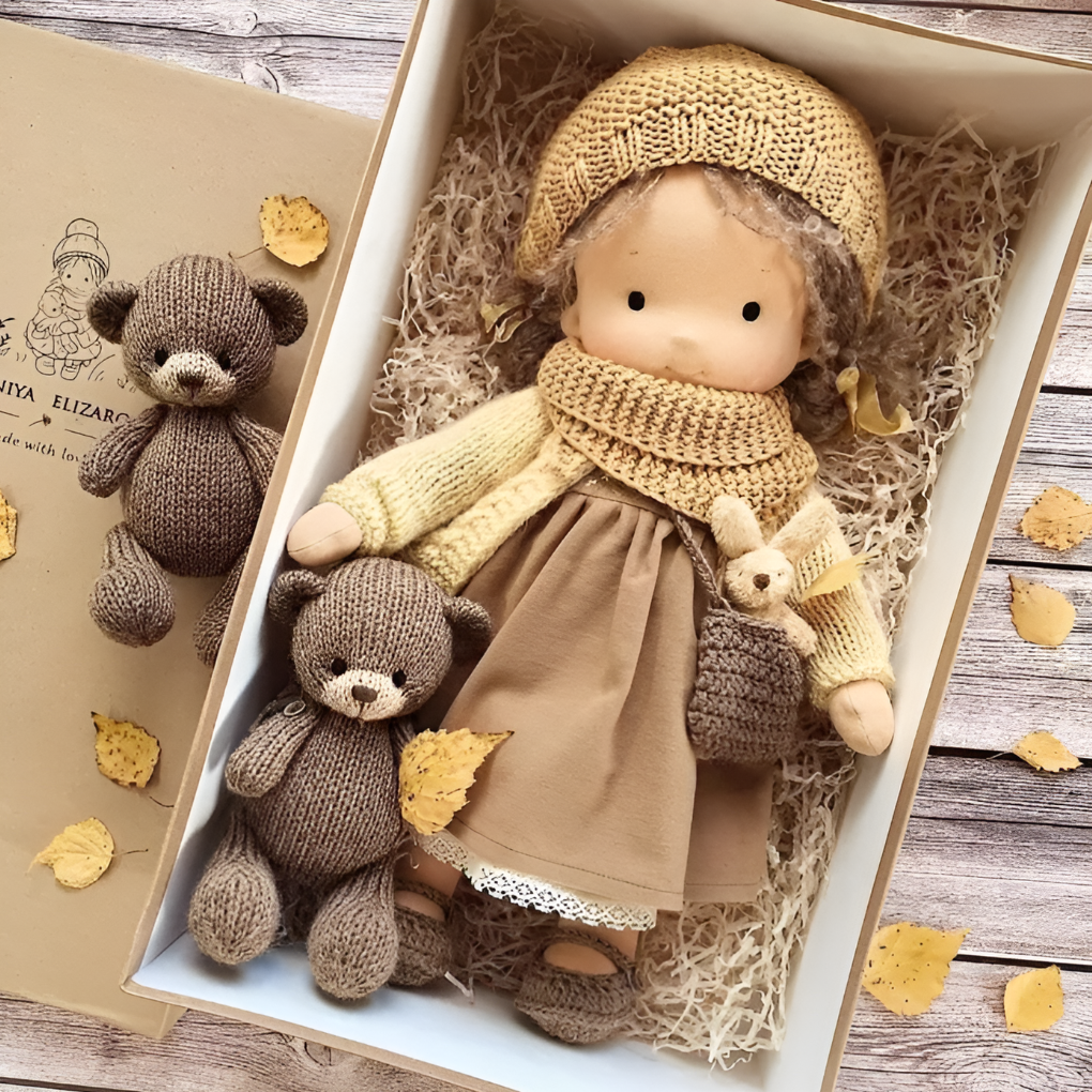 Oak & Coral | Children's Waldorf Doll Soft Cuddly Toy