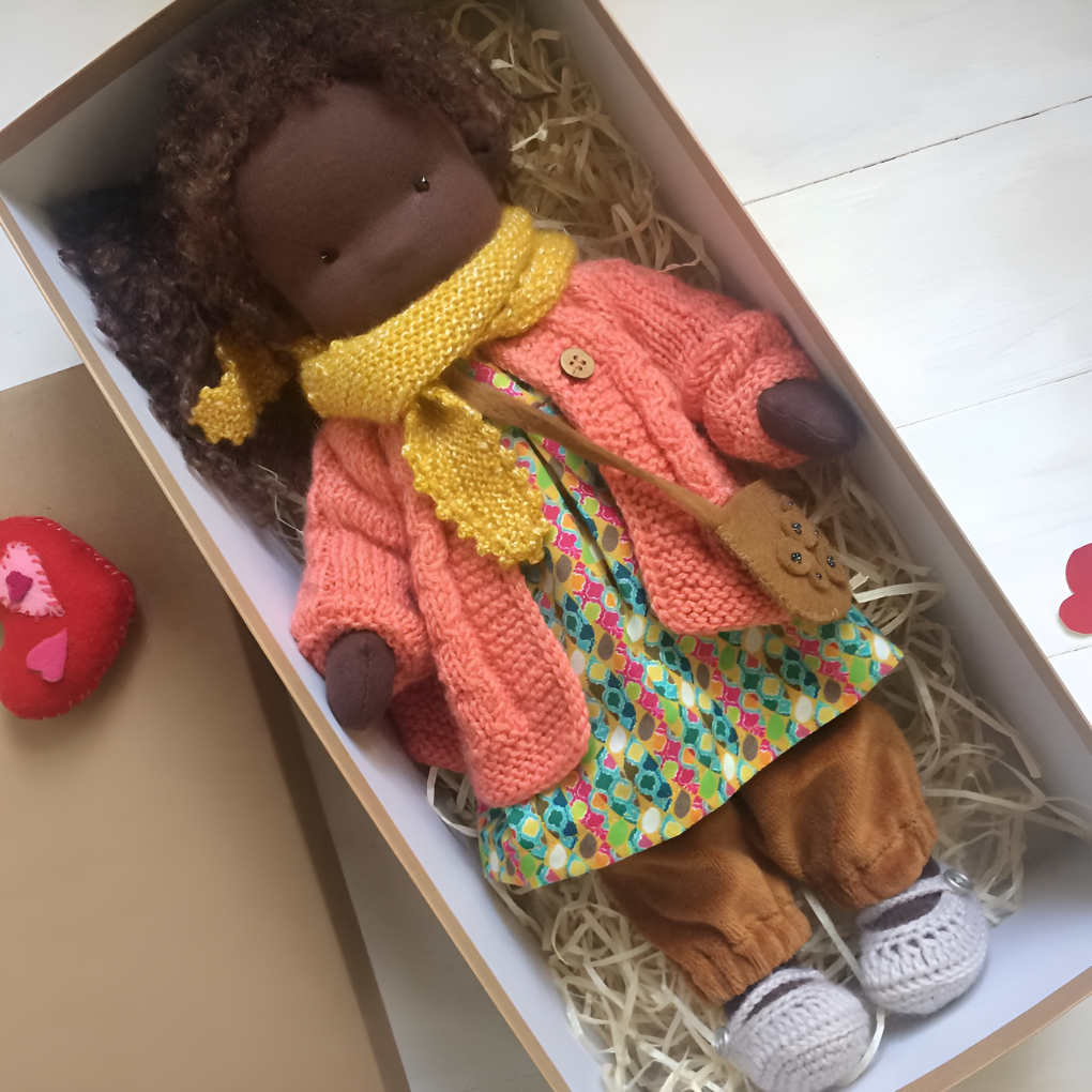 Oak & Coral | Children's Waldorf Doll Soft Cuddly Toy