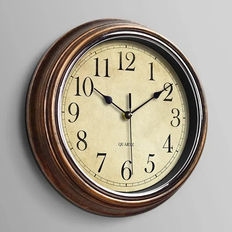 Oak & Coral | Classic Wall Clock with Large Numbers