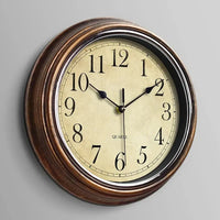 Oak & Coral | Classic Wall Clock with Large Numbers