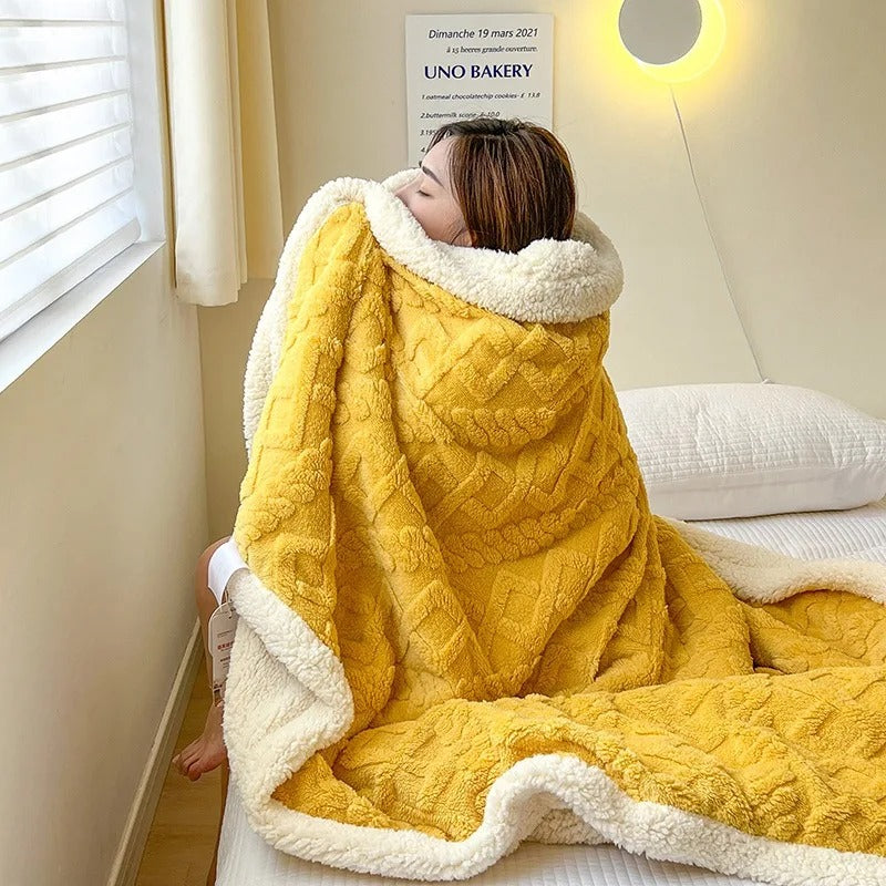 Oak & Coral | Cozy Sherpa Blanket with Textured Design