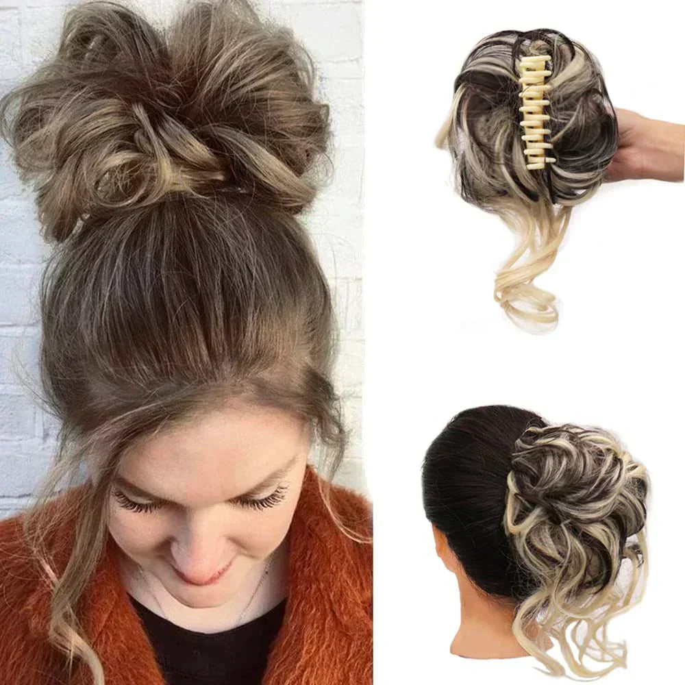 Oak & Coral | Curly Hair Bun – Clip-in Hair Piece with Volume and Natural Look