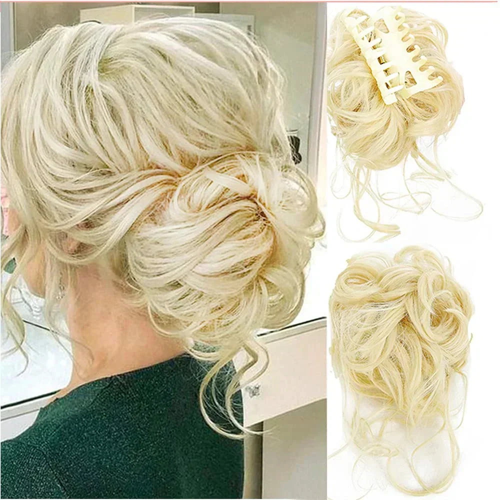 Oak & Coral | Curly Hair Bun – Clip-in Hair Piece with Volume and Natural Look