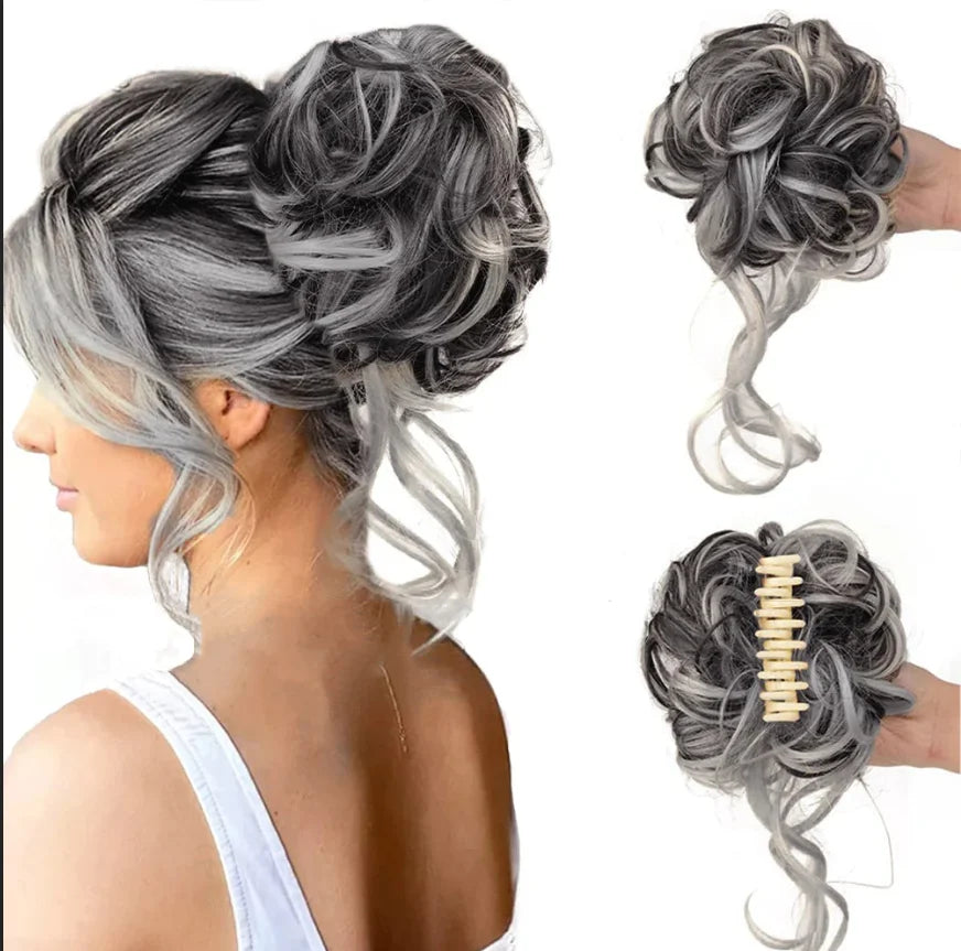 Oak & Coral | Curly Hair Bun – Clip-in Hair Piece with Volume and Natural Look