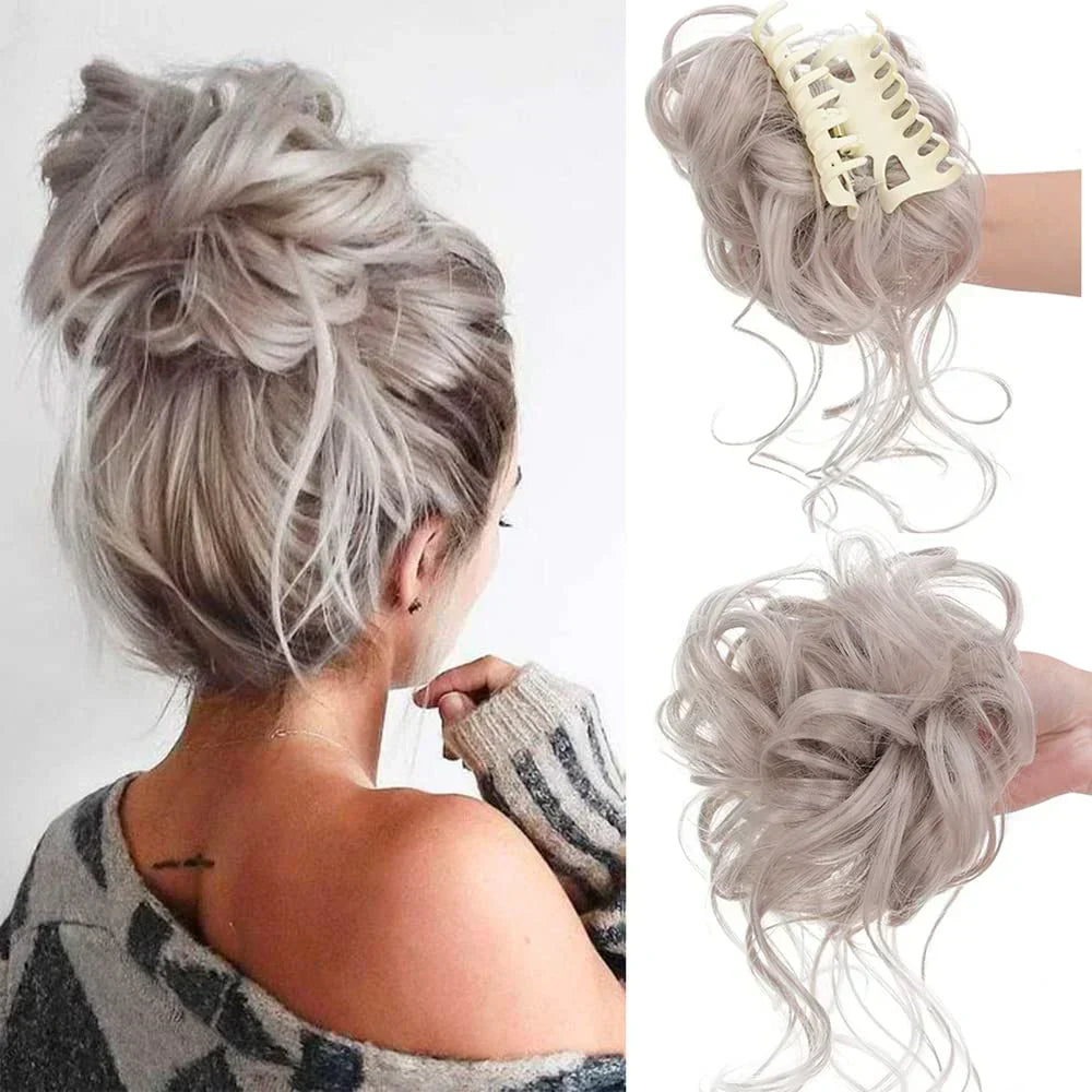 Oak & Coral | Curly Hair Bun – Clip-in Hair Piece with Volume and Natural Look