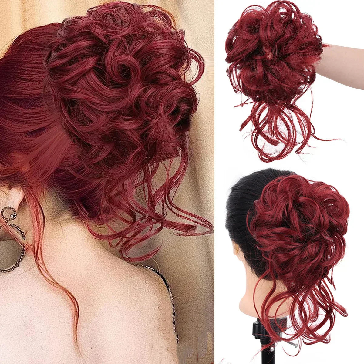 Oak & Coral | Curly Hair Bun – Clip-in Hair Piece with Volume and Natural Look