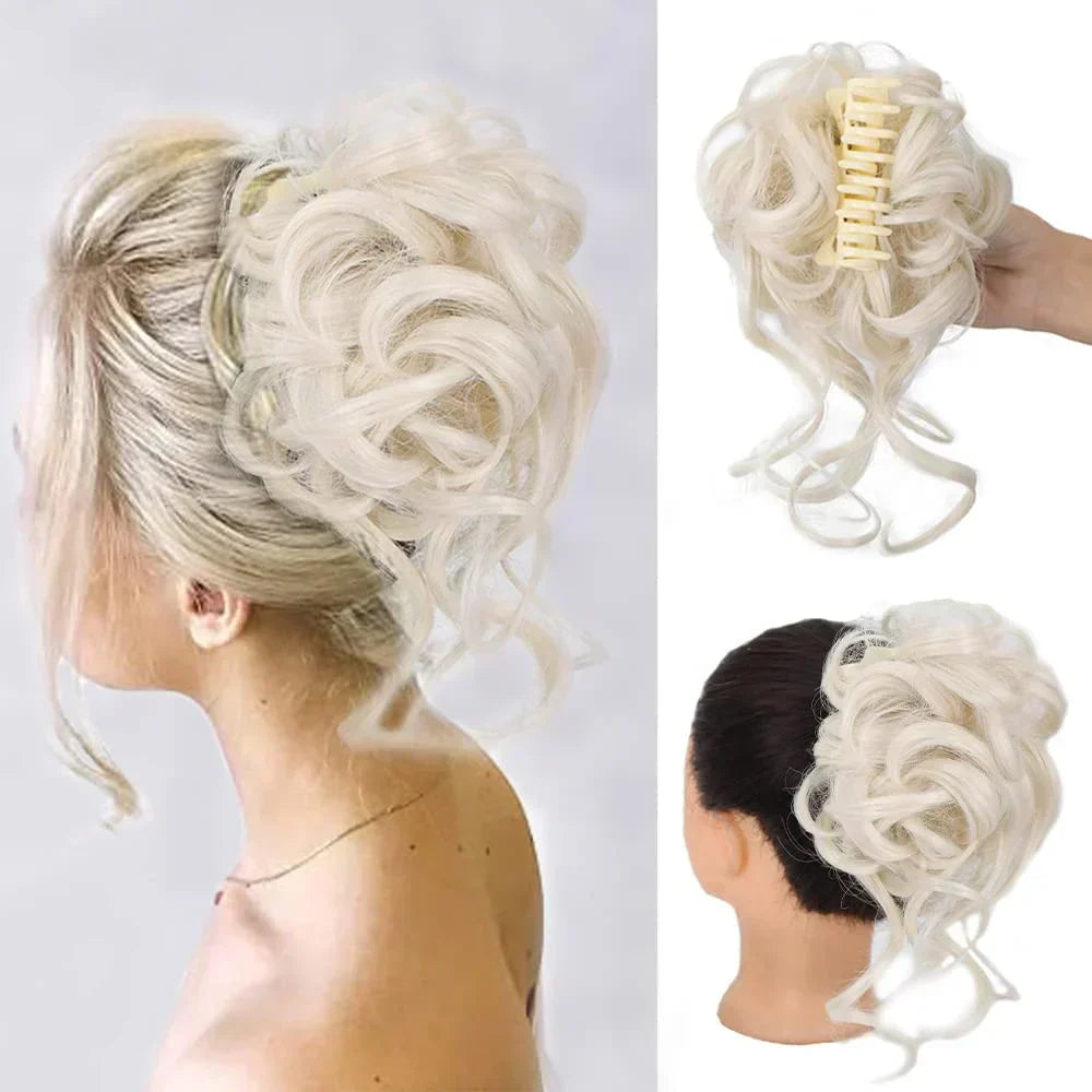 Oak & Coral | Curly Hair Bun – Clip-in Hair Piece with Volume and Natural Look