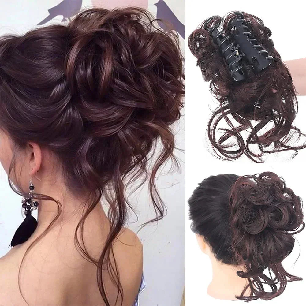 Oak & Coral | Curly Hair Bun – Clip-in Hair Piece with Volume and Natural Look