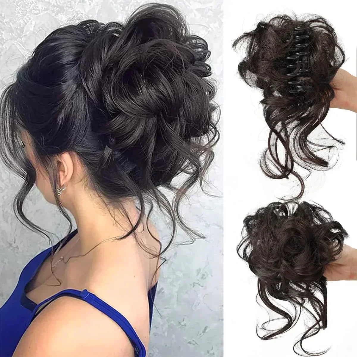Oak & Coral | Curly Hair Bun – Clip-in Hair Piece with Volume and Natural Look