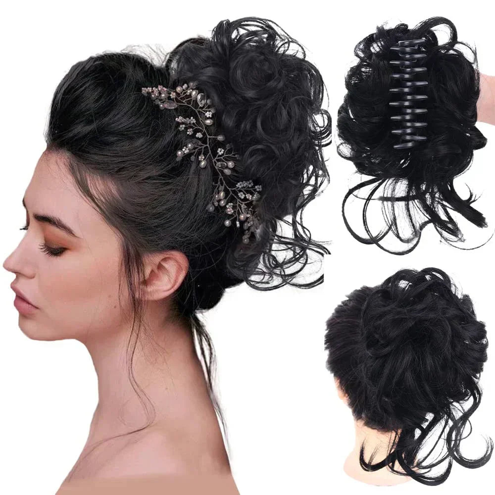 Oak & Coral | Curly Hair Bun – Clip-in Hair Piece with Volume and Natural Look